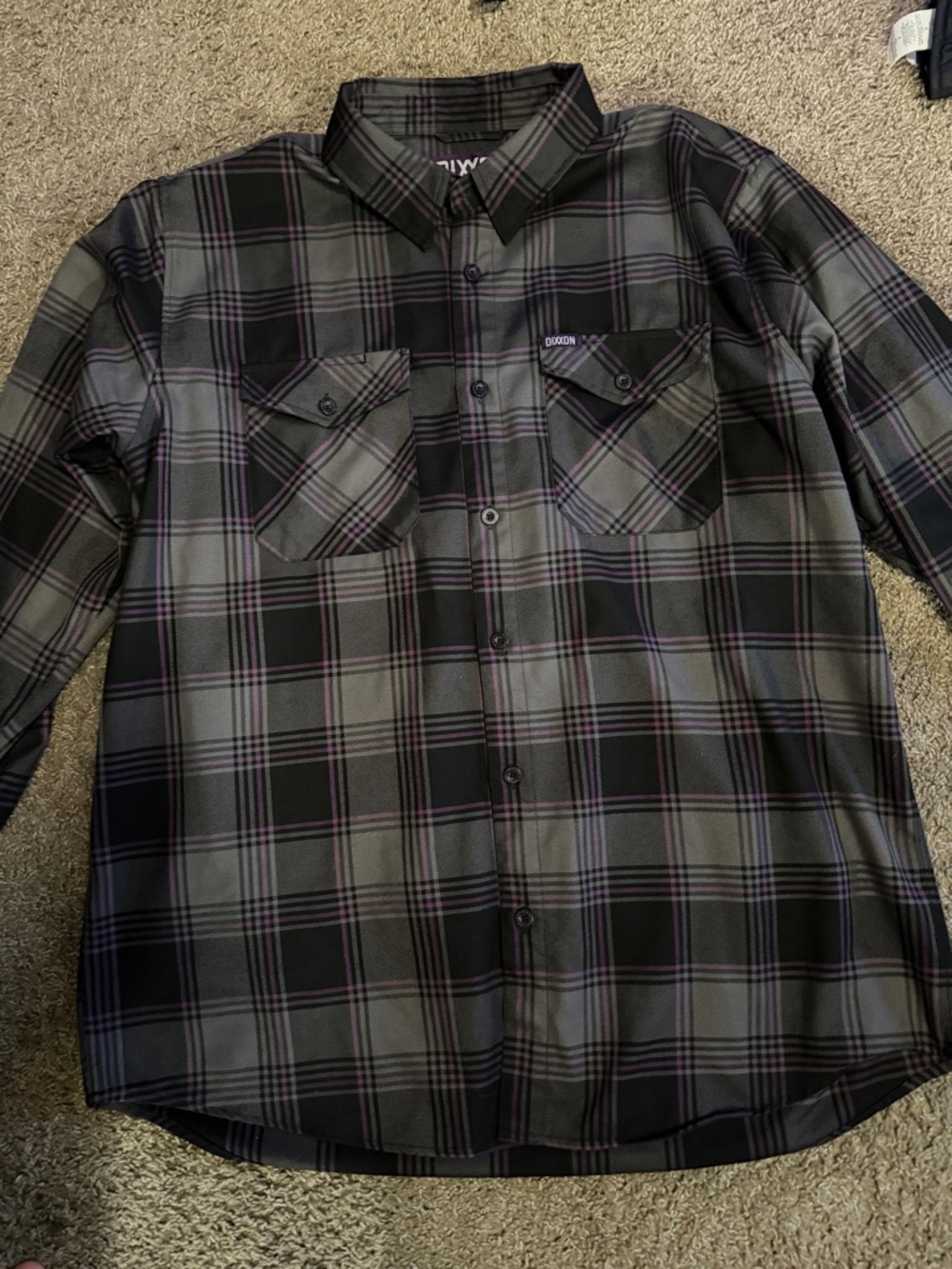 Dixxon Flannel Company Empire Flannel Shirt 2XT Black Gray Purple Plaid